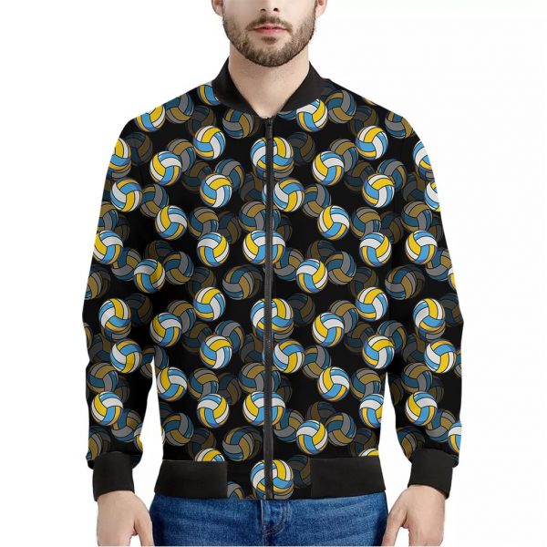 Volleyball Pattern Print Bomber Jacket