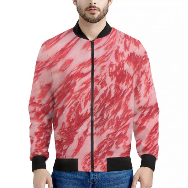 Wagyu Beef Meat Print Bomber Jacket