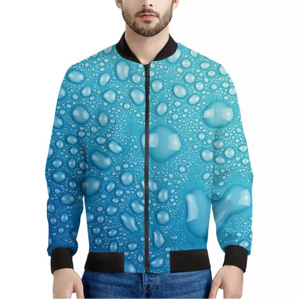 Water Drops Print Bomber Jacket