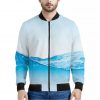 Water Wave Print Bomber Jacket