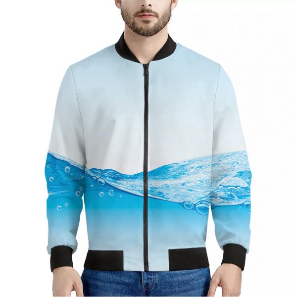 Water Wave Print Bomber Jacket