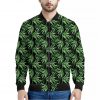 Watercolor Bamboo Pattern Print Bomber Jacket