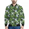 Watercolor Crane Bird Pattern Print Bomber Jacket