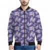Watercolor Eggplant Print Bomber Jacket