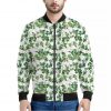 Watercolor Ivy Leaf Pattern Print Bomber Jacket