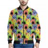 Watercolor Monster Pattern Print Bomber Jacket