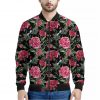 Watercolor Peony Pattern Print Bomber Jacket
