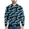 Watercolor Seahorse Pattern Print Bomber Jacket