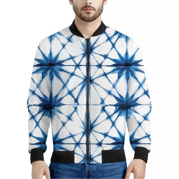 Watercolor Shibori Pattern Print Bomber Jacket