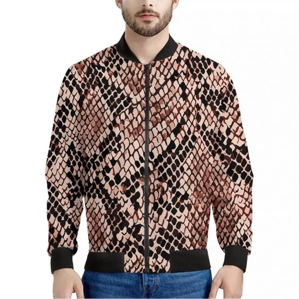 Watercolor Snakeskin Print Bomber Jacket