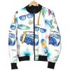 Watercolor Surfing Pattern Print Bomber Jacket