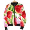 Watercolor Watermelon Pattern Print Bomber Jacket