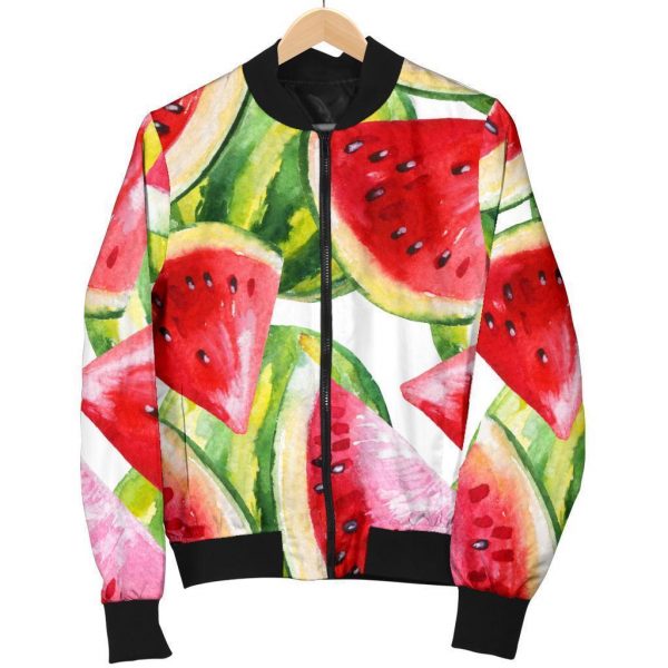 Watercolor Watermelon Pattern Print Bomber Jacket