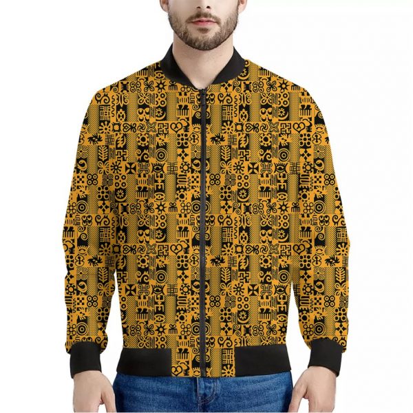 West African Adinkra Tribe Symbols Bomber Jacket