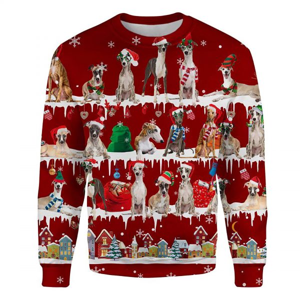 Whippet Snow Christmas Ugly Christmas Sweatshirt Animal Dog Cat Sweater Unisex