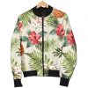 White Aloha Pineapple Pattern Print Bomber Jacket
