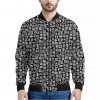 White And Black Adinkra Symbols Print Bomber Jacket