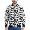 White And Black Halloween Bat Print Bomber Jacket