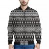 White And Black Knitted Pattern Print Bomber Jacket