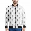 White And Black Lightning Pattern Print Bomber Jacket