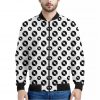 White And Black Vinyl Pattern Print Bomber Jacket