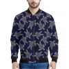 White And Blue Turtle Pattern Print Bomber Jacket