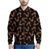 White And Brown Eagle Pattern Print Bomber Jacket