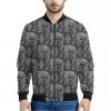 White And Grey Indian Elephant Print Bomber Jacket