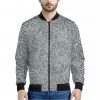 White And Grey Western Floral Print Bomber Jacket
