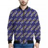 White And Yellow DNA Pattern Print Bomber Jacket