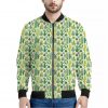 White Cactus Plant Pattern Print Bomber Jacket