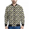 White Daffodil Flower Pattern Print Bomber Jacket