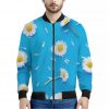 White Daisy Flower Print Bomber Jacket