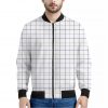 White Grey And Purple Tattersall Print Bomber Jacket