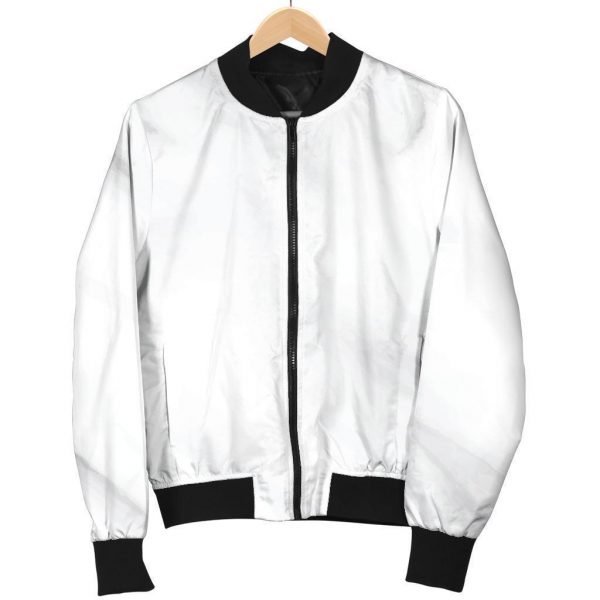 White Marble Print Bomber Jacket