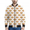 White Sandwiches Pattern Print Bomber Jacket