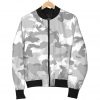 White Snow Camouflage Print Bomber Jacket