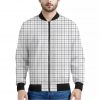 White Tattersall Pattern Print Bomber Jacket