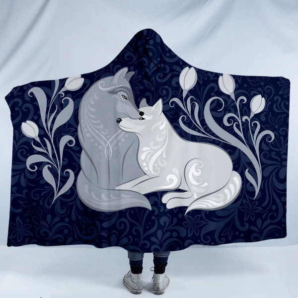 Wolf Couple SW0052 Hooded Blanket Cloak Blanket