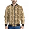 Wooden Tiki Pattern Print Bomber Jacket