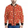 Xmas Gingerbread Pattern Print Bomber Jacket