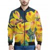 Yellow Alstroemeria Print Bomber Jacket