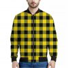 Yellow And Black Buffalo Check Print Bomber Jacket