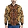 Yellow And Brown Snakeskin Print Bomber Jacket