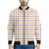 Yellow And Purple Tattersall Print Bomber Jacket