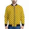 Yellow Bee Pattern Print Bomber Jacket
