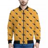 Yellow Boston Terrier Pattern Print Bomber Jacket