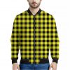 Yellow Buffalo Plaid Print Bomber Jacket