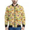 Yellow Camo And Hibiscus Flower Print Bomber Jacket
