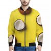 Yellow Coconut Pattern Print Bomber Jacket